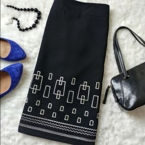 LOFT Embroidered Geometric Pencil Skirt